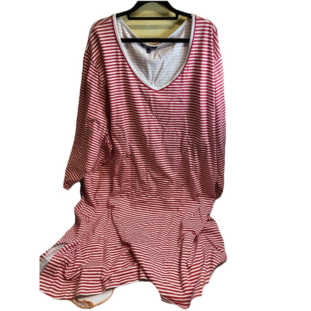 Ulla Popken Red and White Striped V Neck Shirt Size 36/38